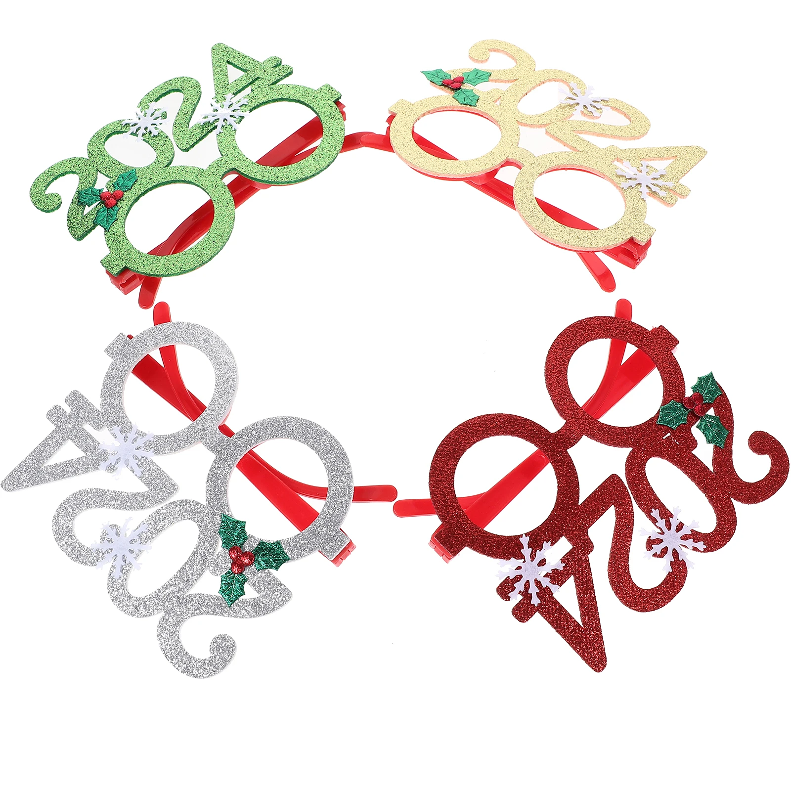 4Pcs NewYearGlasses ChristmasPartySupplies PlasticIndoorEyeglasses FramesDecorations VibrantColorFunnyShape
4Pcs NewYearGlasses ChristmasPartySupplies PlasticIndoorEyeglasses FramesDecorations VibrantColorFunnyShape