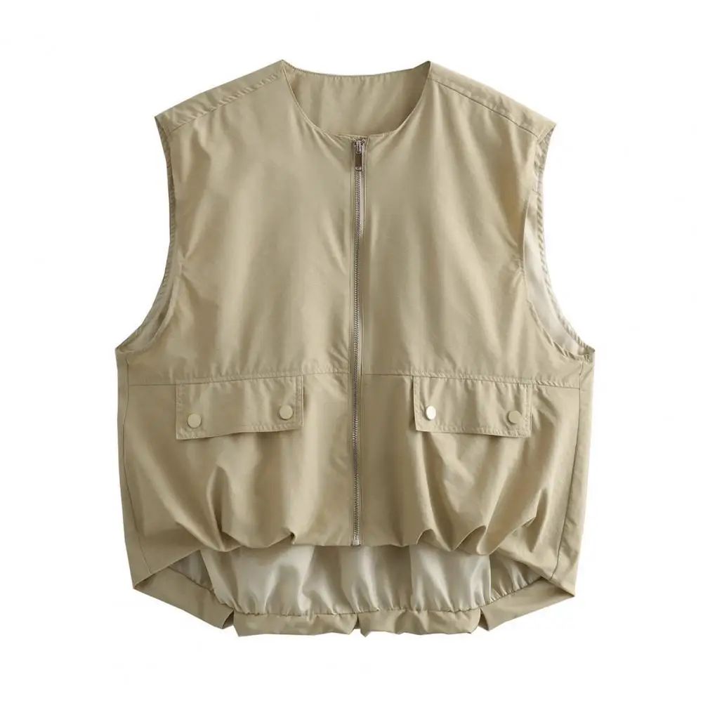Women Vest Lightweight Vest Japanese Style Women's Summer Cargo Vest with Zipper Closure Round Neck Design Solid Color for Wear
Women Vest Lightweight Vest Japanese Style Women's Summer Cargo Vest with Zipper Closure Round Neck Design Solid Color for Wear