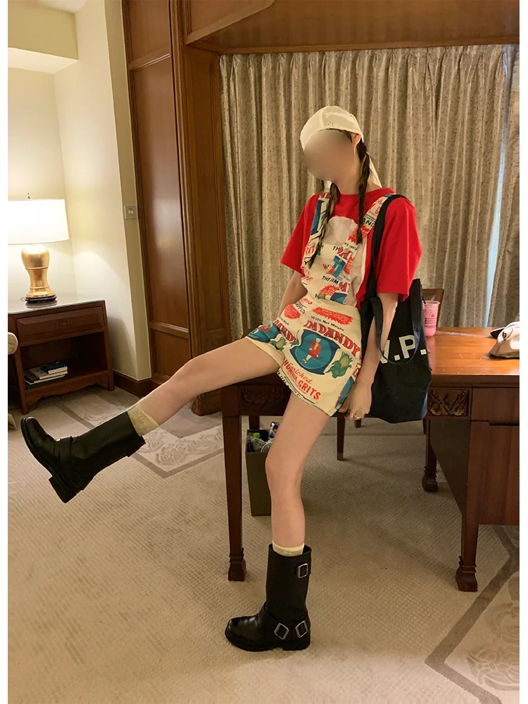 MONA Retro Print Personali Trendy Anti-Aging Overalls Women's Small Size Summer New Arrival Casual Straight Leg Pants
MONA Retro Print Personali Trendy Anti-Aging Overalls Women's Small Size Summer New Arrival Casual Straight Leg Pants