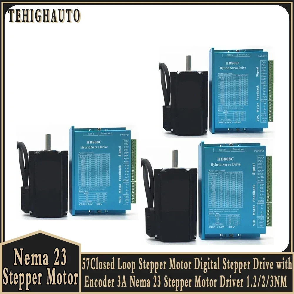 Nema23 Closed Loop Stepper Motor Drive Kit 1.2/2/3 Nm Easy Servo Motor Shaft 8mm 2 Phase Stepper Motor 3M Cable for CNC Router
Nema23 Closed Loop Stepper Motor Drive Kit 1.2/2/3 Nm Easy Servo Motor Shaft 8mm 2 Phase Stepper Motor 3M Cable for CNC Router