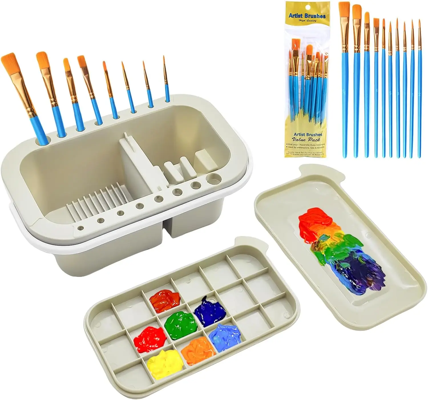 Paint Brush Cleaner Palett Basin with 10 Brushes, Brush Holder & Organizer for Acrylic, Watercolor (Gray)
Paint Brush Cleaner Palett Basin with 10 Brushes, Brush Holder & Organizer for Acrylic, Watercolor (Gray)