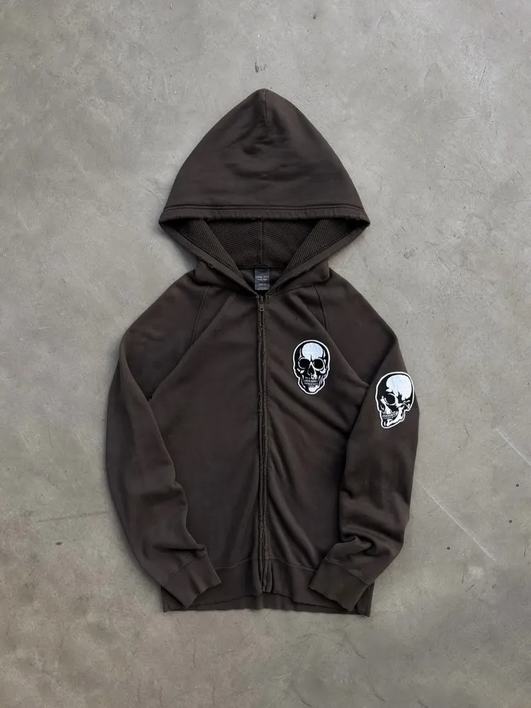 Number (N) ine 04ss Double Skull Felt Hooded Zip Jacket Sweater
Number (N) ine 04ss Double Skull Felt Hooded Zip Jacket Sweater