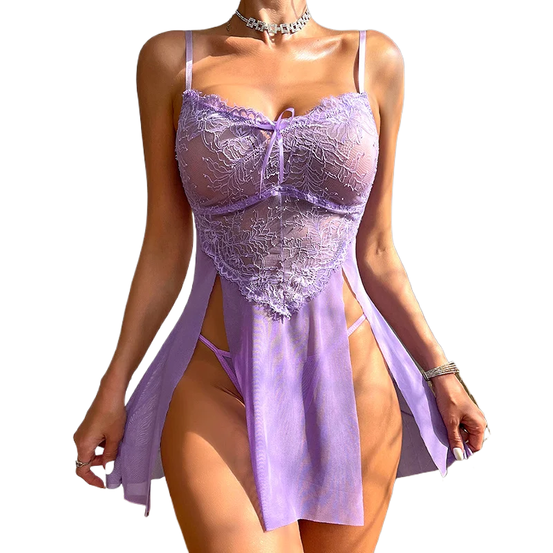 Sexy Perspective Short Skirt Lace Mesh Suspender Lingerie Set Womens Pajamas Dress Sexy Lingerie Nightgown Night Dress Sleepwear
Sexy Perspective Short Skirt Lace Mesh Suspender Lingerie Set Womens Pajamas Dress Sexy Lingerie Nightgown Night Dress Sleepwear