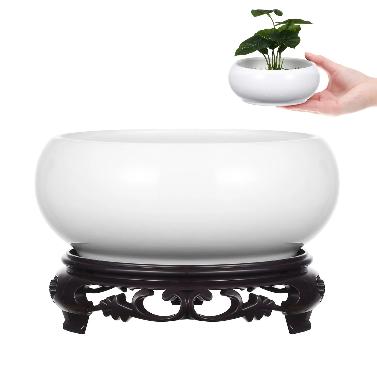 White Porcelain Vase Ceramic Plant Pot Base Round Planter Bowl Lotus Basin Hydroponic Flowerpot Garden
White Porcelain Vase Ceramic Plant Pot Base Round Planter Bowl Lotus Basin Hydroponic Flowerpot Garden