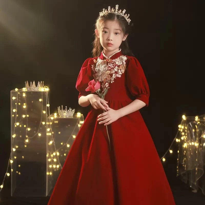 Children's Evening Dress Girl's Birthday Winter Red Little Host Piano Play Flower Girl Princess Lint Dress Children Clothes
Children's Evening Dress Girl's Birthday Winter Red Little Host Piano Play Flower Girl Princess Lint Dress Children Clothes