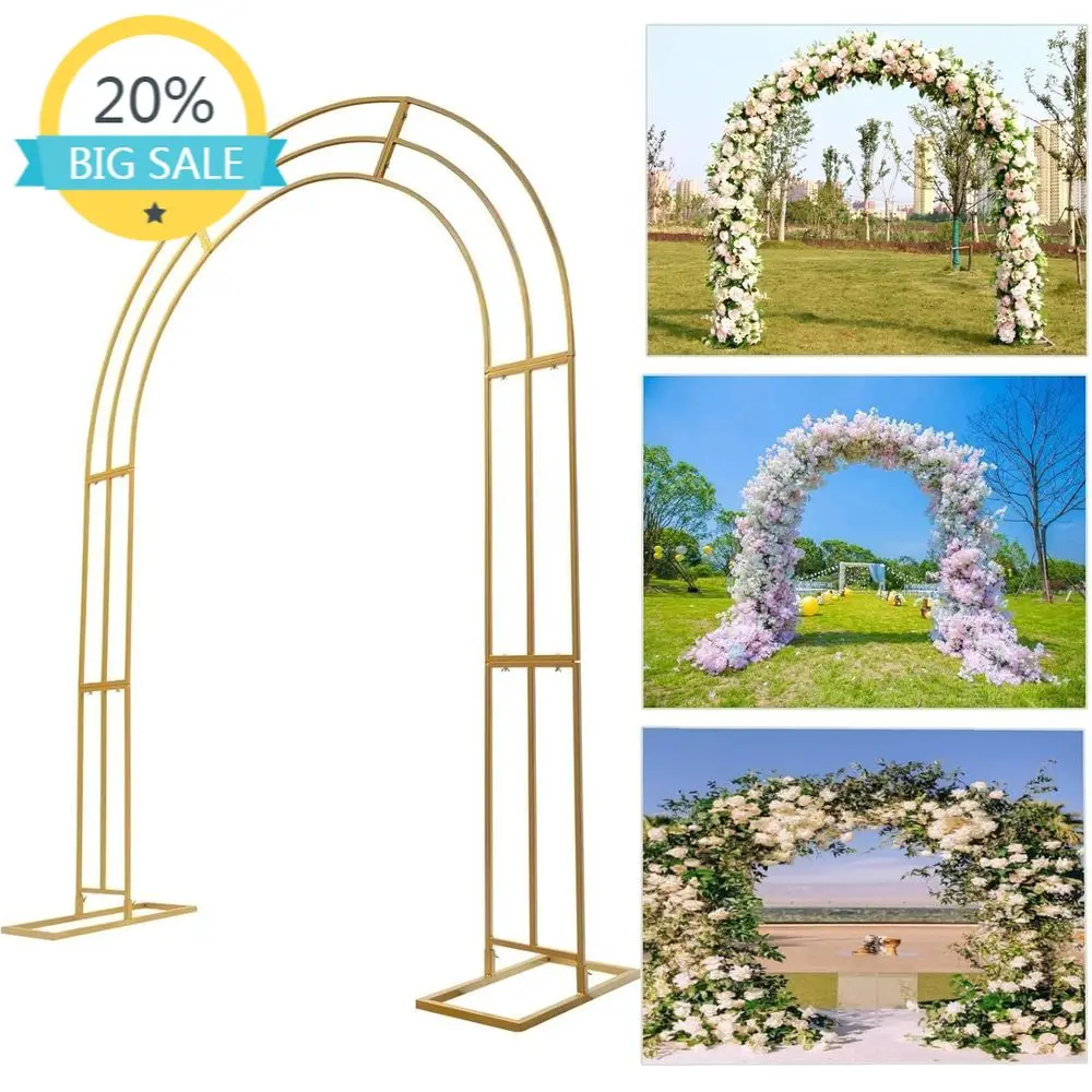 Elegant Gold and White Metal Wedding Garden Arch with Balloon Stand for Outdoor and Indoor Ceremonies
Elegant Gold and White Metal Wedding Garden Arch with Balloon Stand for Outdoor and Indoor Ceremonies