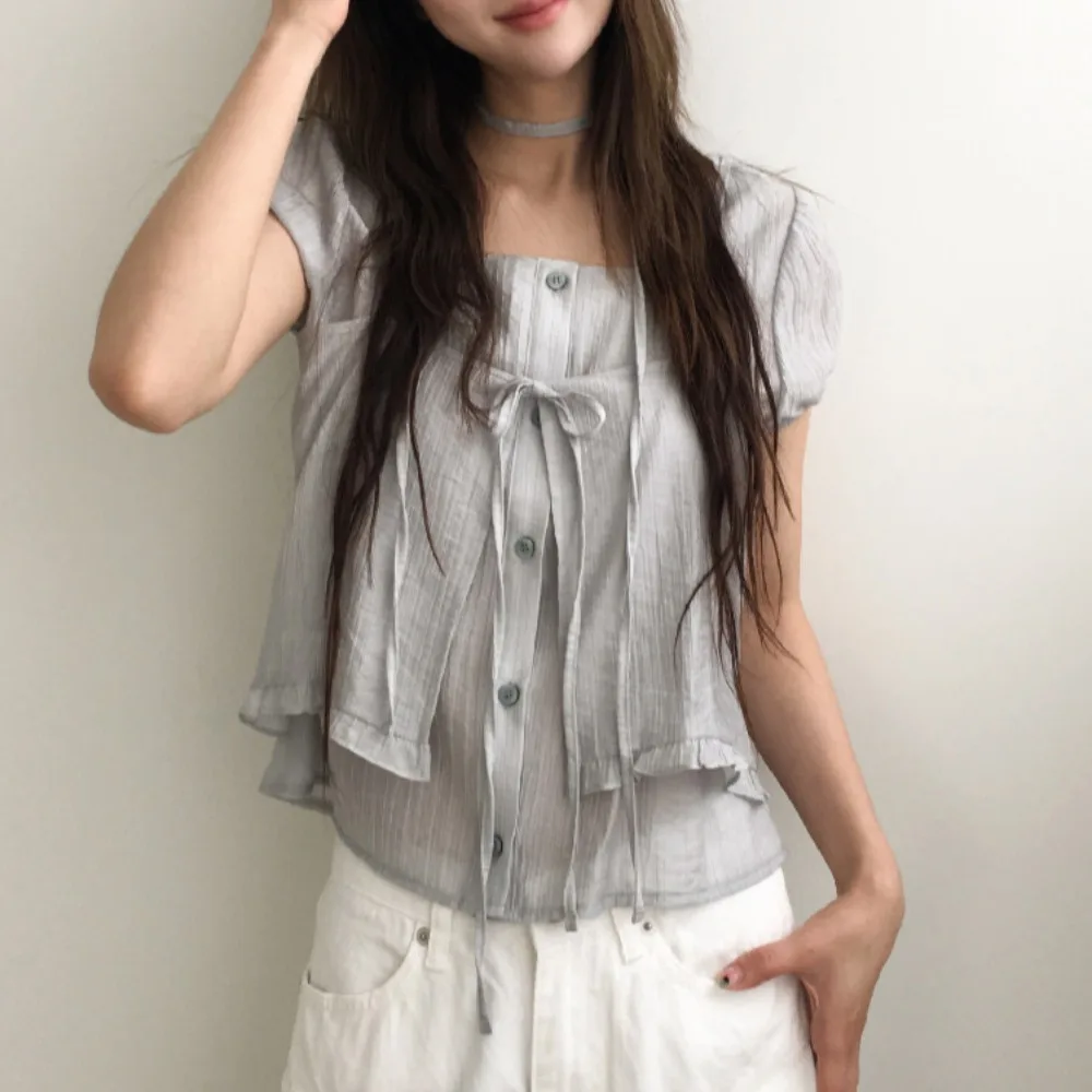 Summer New Fashionable Korean Style Casual Wind Tie Drape Shirt Top Polyester Fiber Short Sleeve Women's Daily Wear
Summer New Fashionable Korean Style Casual Wind Tie Drape Shirt Top Polyester Fiber Short Sleeve Women's Daily Wear
