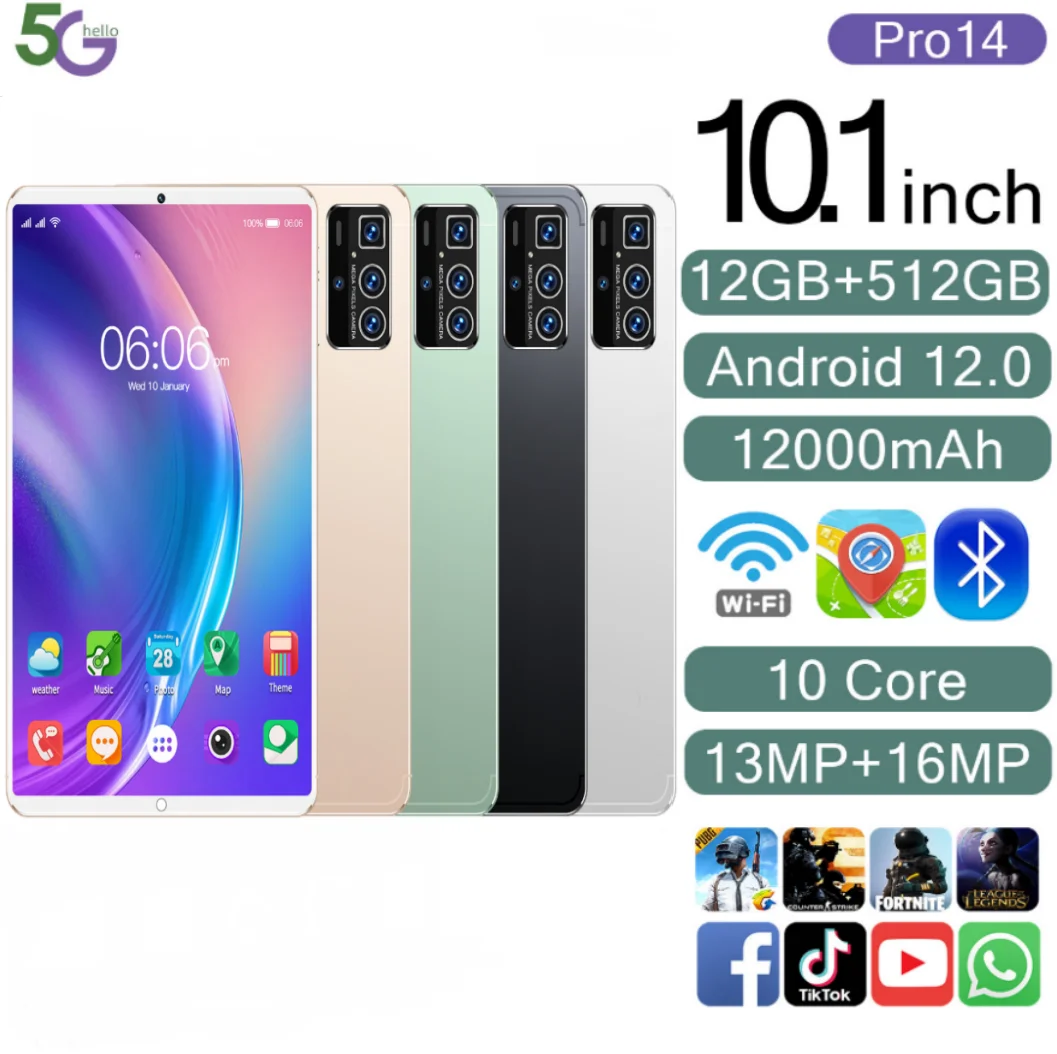 Global Edition New 14Pro and Tab14 11-inch Tablet Android12 16GB RAM 1TB ROM 13MP+16MP 12000mAh HD GPS Bluetooth5.0 5G Tablet PC
Global Edition New 14Pro and Tab14 11-inch Tablet Android12 16GB RAM 1TB ROM 13MP+16MP 12000mAh HD GPS Bluetooth5.0 5G Tablet PC