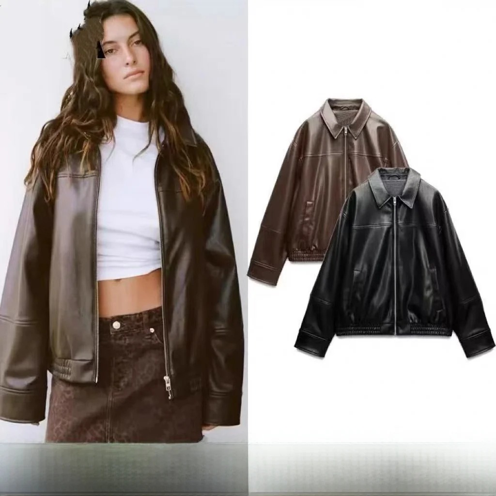 New 2026 Women's Mid-Length Faux Leather Pilot Jacket Coat Street Style Loose Fit Long Sleeve Zipper Closure PU Material
New 2026 Women's Mid-Length Faux Leather Pilot Jacket Coat Street Style Loose Fit Long Sleeve Zipper Closure PU Material