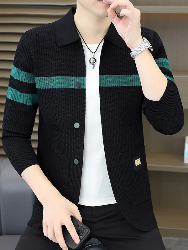 Men's Knitted Collar Jaet Casual Sle Color Blo Striped Top Spring Autumn Wear Open Cardigan Sweater Outerwear
Men's Knitted Collar Jaet Casual Sle Color Blo Striped Top Spring Autumn Wear Open Cardigan Sweater Outerwear