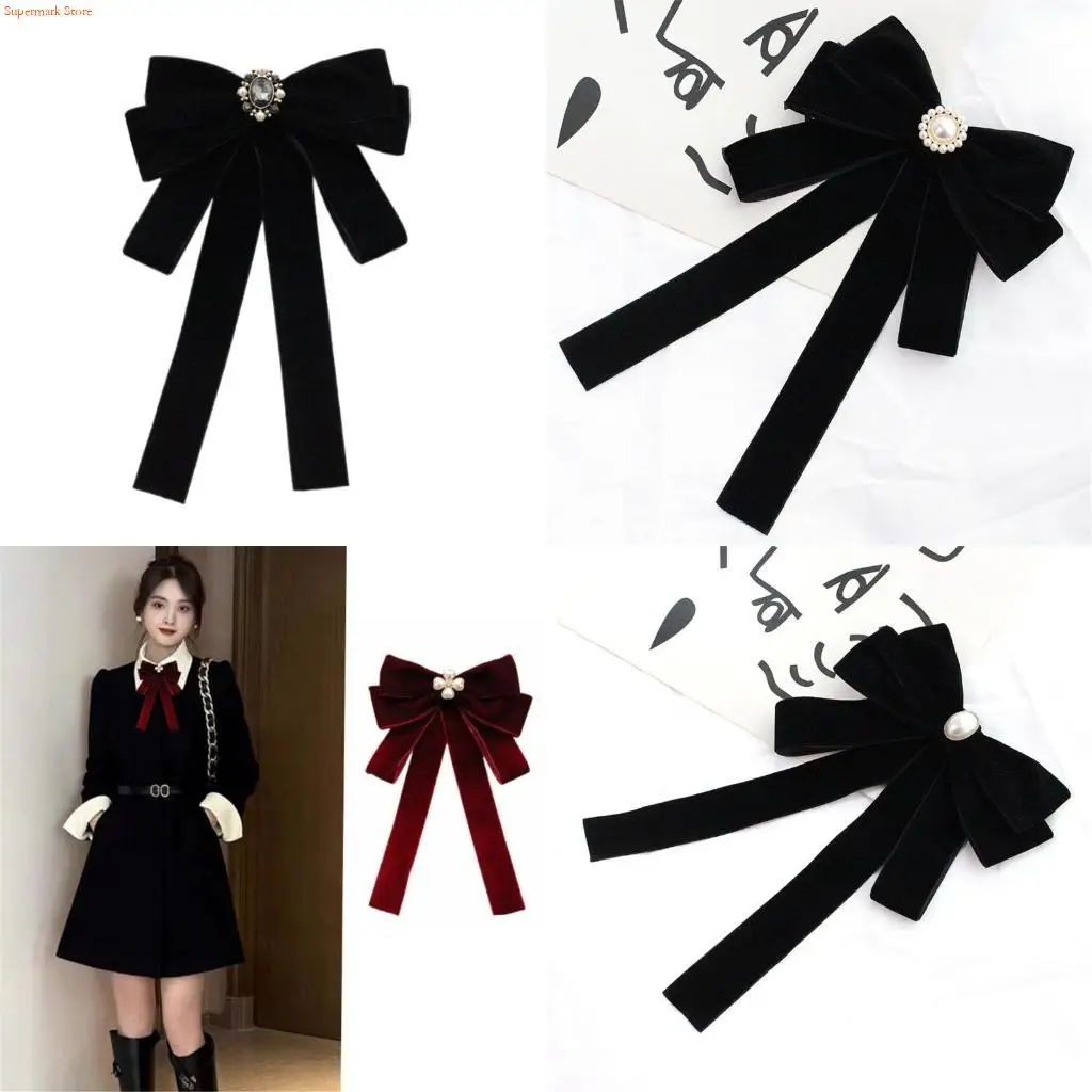Q5WE Fashionable Pre Tied Bows Tie for Women Pearls Velvets Clip on Necktie Brooch
Q5WE Fashionable Pre Tied Bows Tie for Women Pearls Velvets Clip on Necktie Brooch