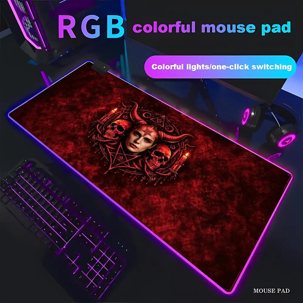 HYBXAXC Demonic Horns Red Aesthetic Desk Mat Gaming Mouse Pad Non-Slip RGB Gaming Pad HD Gamer Large LED Light XXL PC Computer
HYBXAXC Demonic Horns Red Aesthetic Desk Mat Gaming Mouse Pad Non-Slip RGB Gaming Pad HD Gamer Large LED Light XXL PC Computer