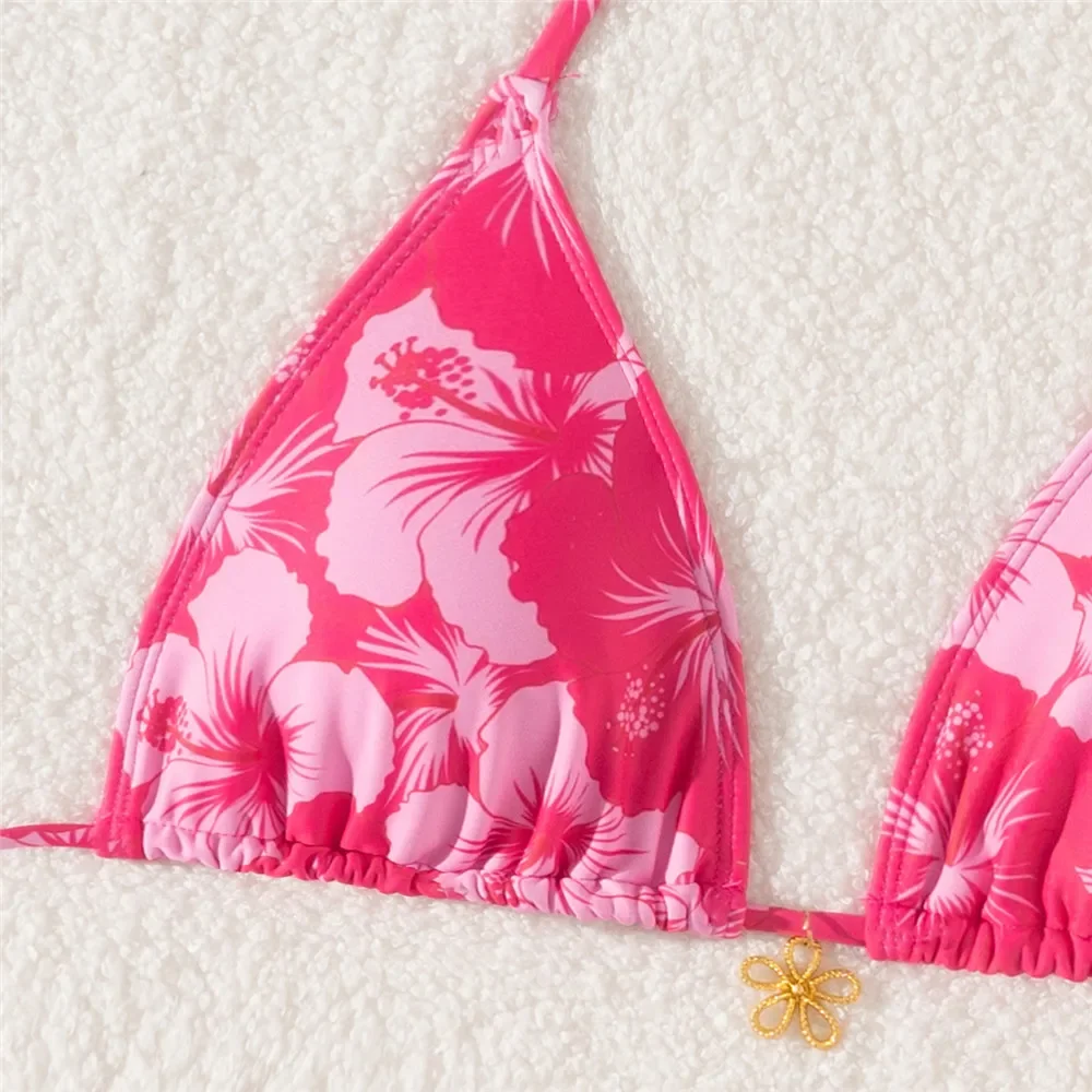 Sexy Rose Red Flower Print Micro Thong Bikini Women Swimwear 2024 String Halter Swimsuit Swimming Wear Triangle Bikinis Sets 
Sexy Rose Red Flower Print Micro Thong Bikini Women Swimwear 2024 String Halter Swimsuit Swimming Wear Triangle Bikinis Sets