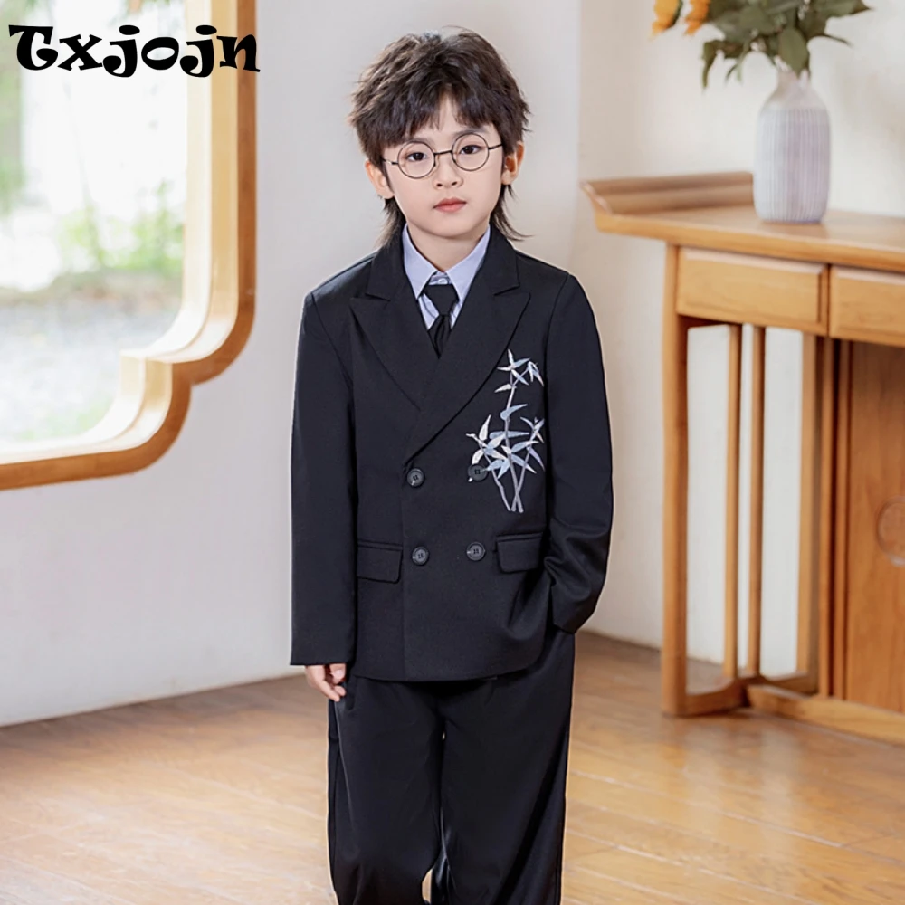 Txjojn High Quality Embroidery Suit Set 4 Pieces For Kids Piano Performance,Handsome Double Breasted Boys Suits Photography Wear
Txjojn High Quality Embroidery Suit Set 4 Pieces For Kids Piano Performance,Handsome Double Breasted Boys Suits Photography Wear