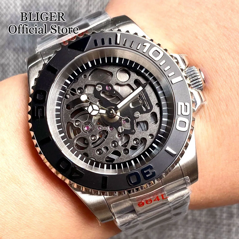 BLIGER 40mm NH72A Automatic Movement Mens Diving Watch 200M Waterproof Steel Bracelet Luminous Hand Transparent Hollow Dial
BLIGER 40mm NH72A Automatic Movement Mens Diving Watch 200M Waterproof Steel Bracelet Luminous Hand Transparent Hollow Dial