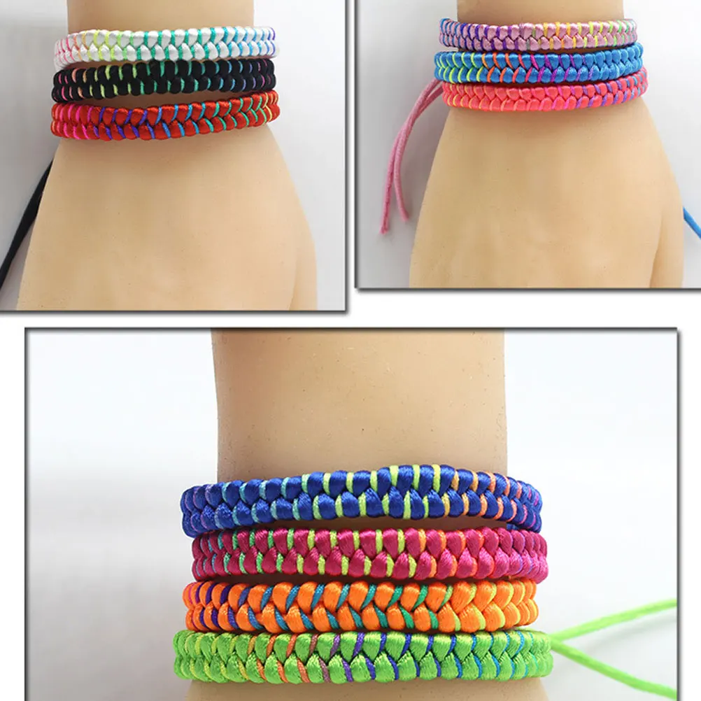 10Pcs Hand woven Bracelet Wrist Chain Multicolor Thread Any Size Pull Knot Beads Decorated Woman Man Popular
10Pcs Hand woven Bracelet Wrist Chain Multicolor Thread Any Size Pull Knot Beads Decorated Woman Man Popular