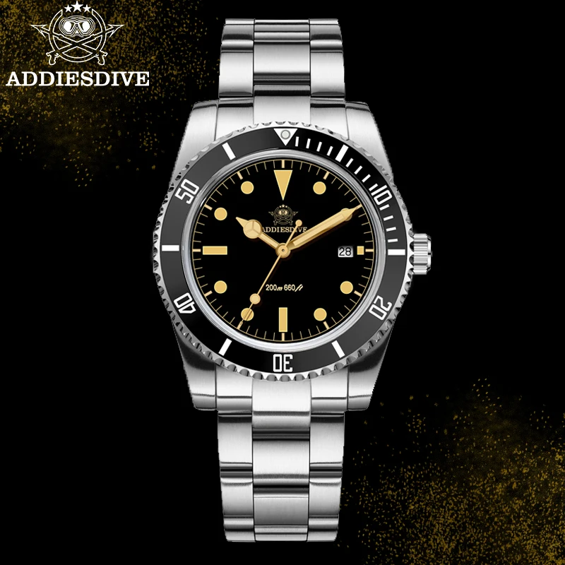ADDIESDIVE NEW Watches for Men Bubble Mirror Glass Black Ceramic Bezel Stainless Steel Quartz Watch C3 Luminous Waterproof Watch
ADDIESDIVE NEW Watches for Men Bubble Mirror Glass Black Ceramic Bezel Stainless Steel Quartz Watch C3 Luminous Waterproof Watch
