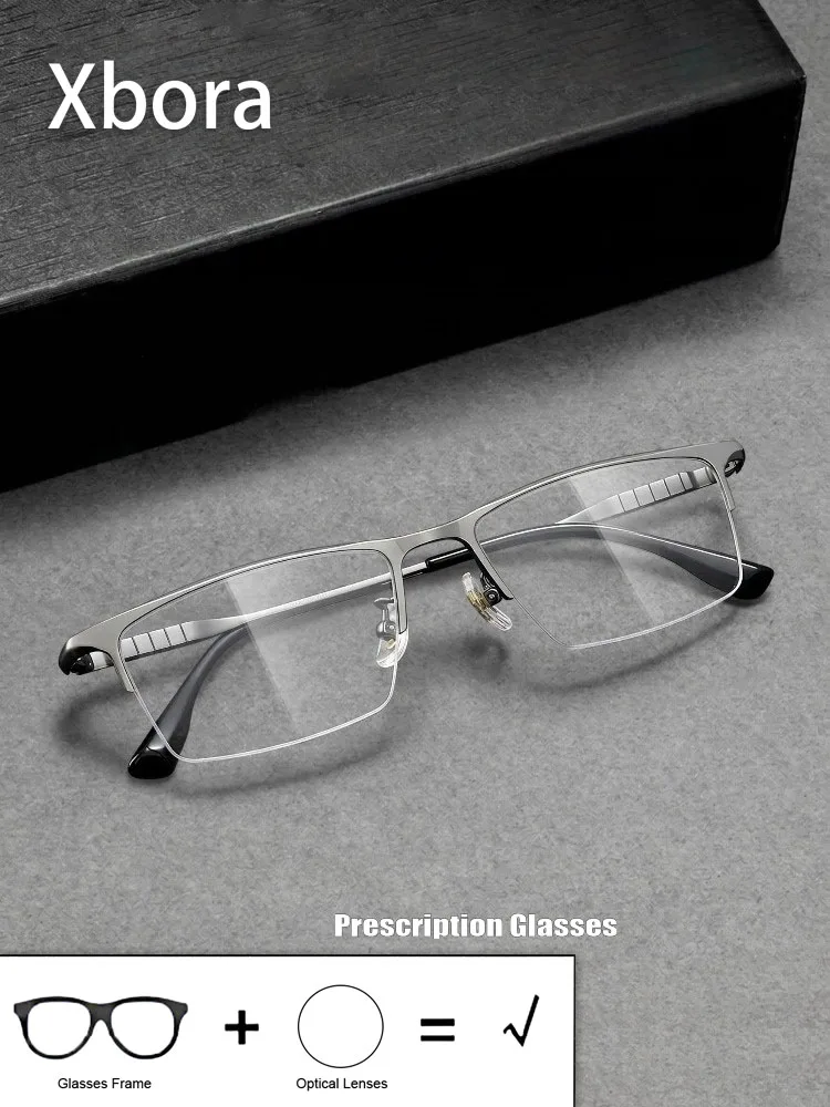 XBORA Pure Titanium High Quality Men Half Glasses Frame Retro Titanium Brow Line Square Optical Prescription Myopia Eyewear 804
XBORA Pure Titanium High Quality Men Half Glasses Frame Retro Titanium Brow Line Square Optical Prescription Myopia Eyewear 804