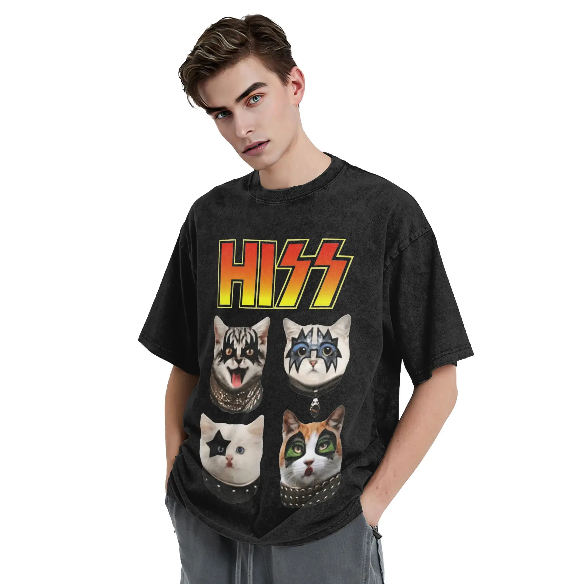 Hiss Funny Cats Heavy Metal T Shirts Hip Hop Washed Short Sleeve Oversize T-Shirt Vintage for Men Tops Streetwear Printed Tees
Hiss Funny Cats Heavy Metal T Shirts Hip Hop Washed Short Sleeve Oversize T-Shirt Vintage for Men Tops Streetwear Printed Tees