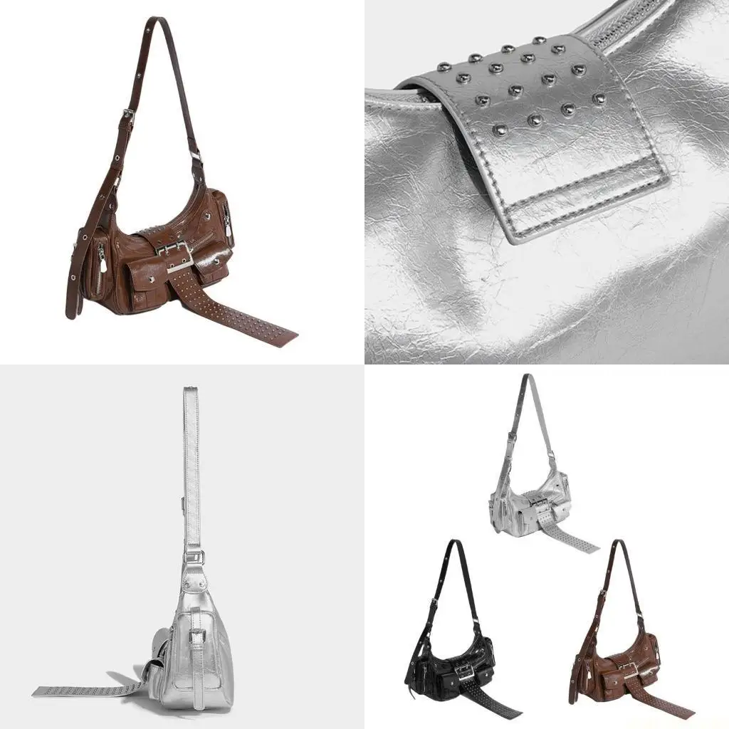 X90D Fashion Punk Rivets PU Leather Motorcycle Shoulder Bag with Metal Underarm Handbag Zippered Crossbody Purse for Women
X90D Fashion Punk Rivets PU Leather Motorcycle Shoulder Bag with Metal Underarm Handbag Zippered Crossbody Purse for Women