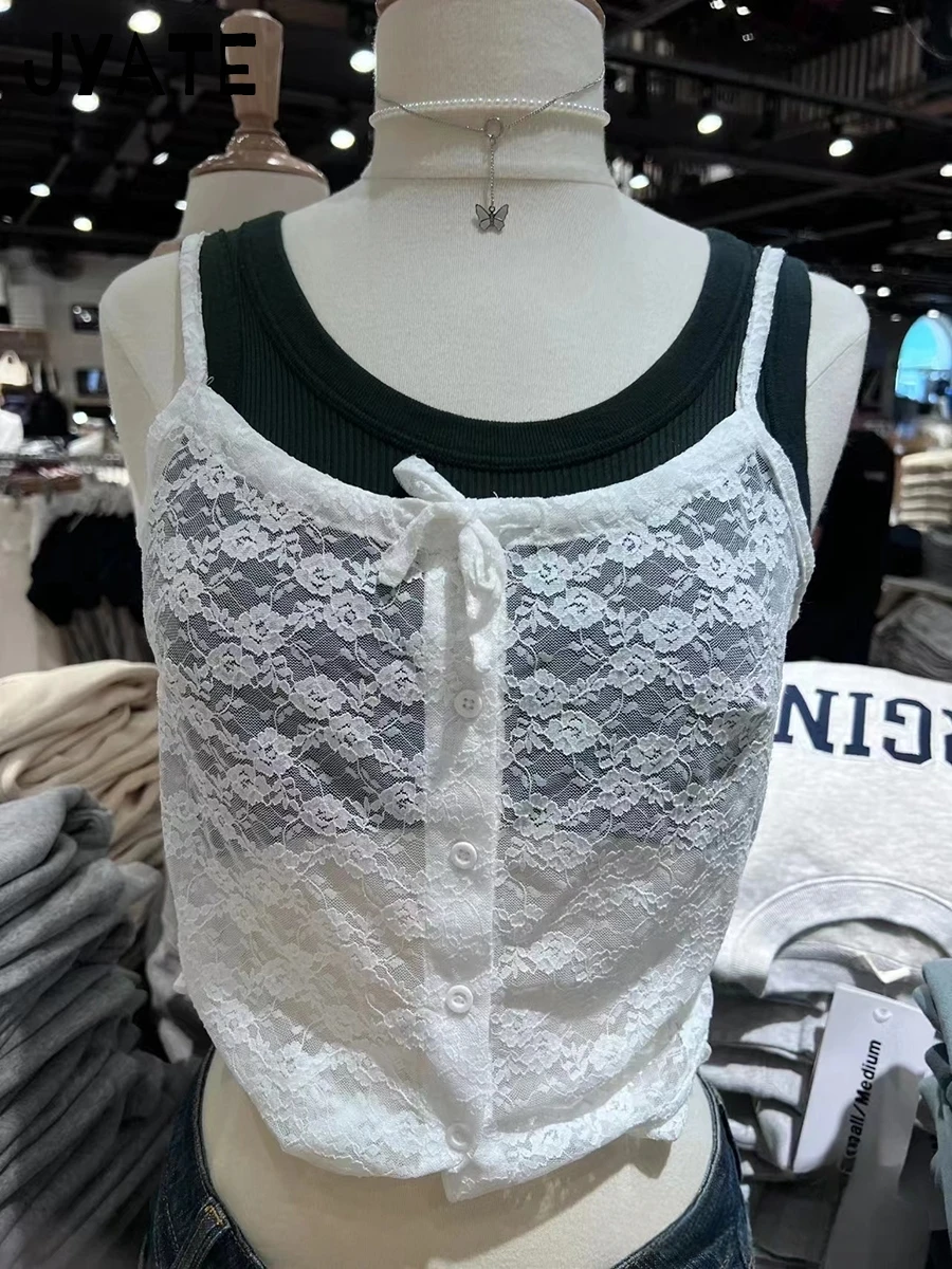 Women Sexy White Floral Lace Bow Camis Summer New Cotton Sleeveless Ruffles See Through Tank Tops Female Sweet Cute Y2K Crop Top
Women Sexy White Floral Lace Bow Camis Summer New Cotton Sleeveless Ruffles See Through Tank Tops Female Sweet Cute Y2K Crop Top