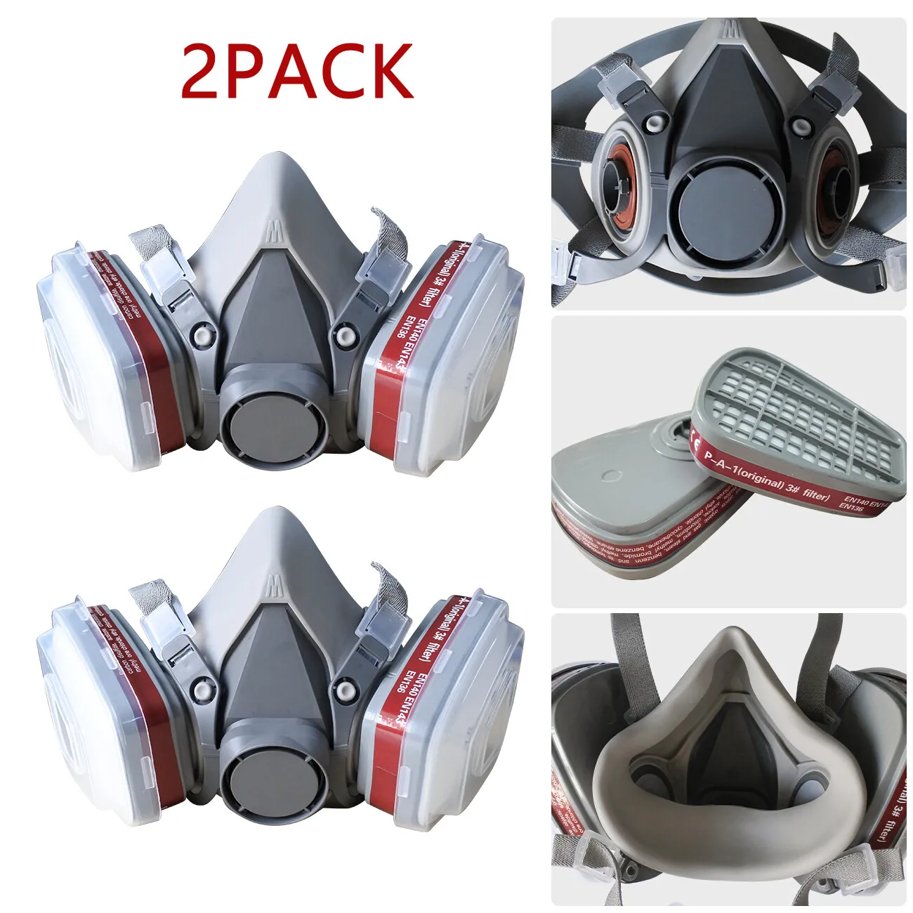 2PCS Half Face Gas Mask Facepiece Spray Painting Respirator Reusable Safety Suit For 6200 With Filter Chemical
2PCS Half Face Gas Mask Facepiece Spray Painting Respirator Reusable Safety Suit For 6200 With Filter Chemical