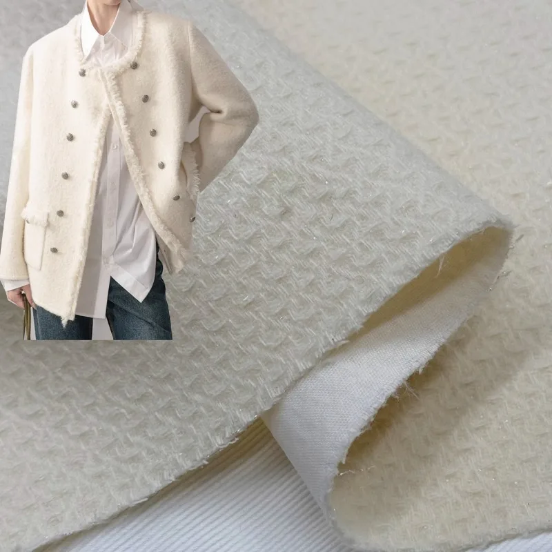 1Meter Off-white Braided Bright Silk Wool Fabric Tweed Jacket Top Fabric Winter
1Meter Off-white Braided Bright Silk Wool Fabric Tweed Jacket Top Fabric Winter