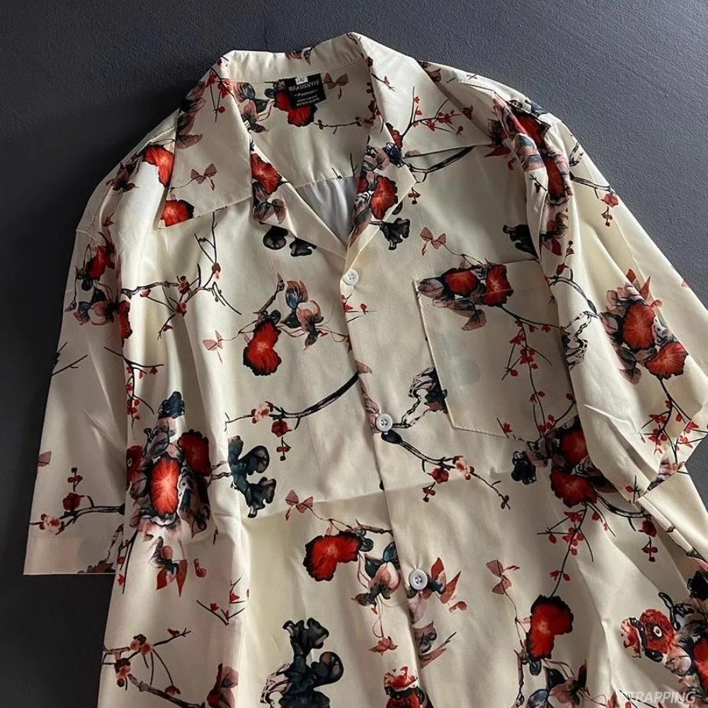 Classical Flower Painting Shirts Fashion Men Cuban Shirt Apricot Short Sleeve Button Up Blouse Street Fashion Beach Hawaii Tops
Classical Flower Painting Shirts Fashion Men Cuban Shirt Apricot Short Sleeve Button Up Blouse Street Fashion Beach Hawaii Tops