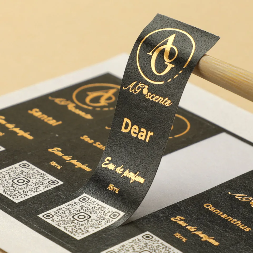 Self Adhesive Vinyl Customized Logo Printing Stamping Clear Gold Foil Stickers Label for Perfume Bottles
Self Adhesive Vinyl Customized Logo Printing Stamping Clear Gold Foil Stickers Label for Perfume Bottles