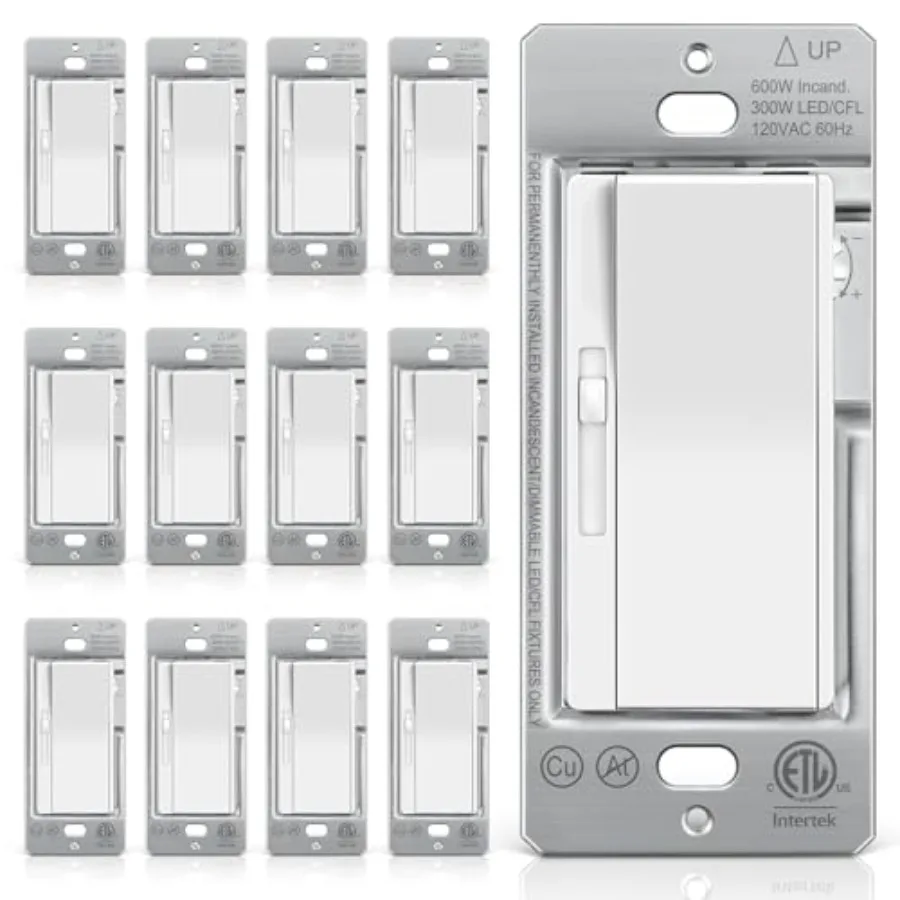 Pack Super Slim Slide Dimmer Light Switch Single Pole or Way Dimmer Switches Compatible with LED Dimmable Lamp CFL Incandescent
Pack Super Slim Slide Dimmer Light Switch Single Pole or Way Dimmer Switches Compatible with LED Dimmable Lamp CFL Incandescent