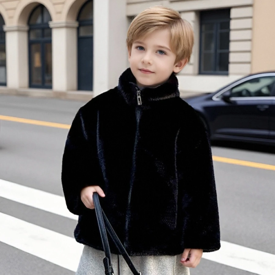 Новогодняя зимняя шуба из искусственного меха для мальчиков, черная норковая куртка, плотная теплая детская верхняя одежда, универсальная уютная повседневная детская верхняя одежда
Новогодняя зимняя шуба из искусственного меха для мальчиков, черная норковая куртка, плотная теплая детская верхняя одежда, универсальная уютная повседневная детская верхняя одежда