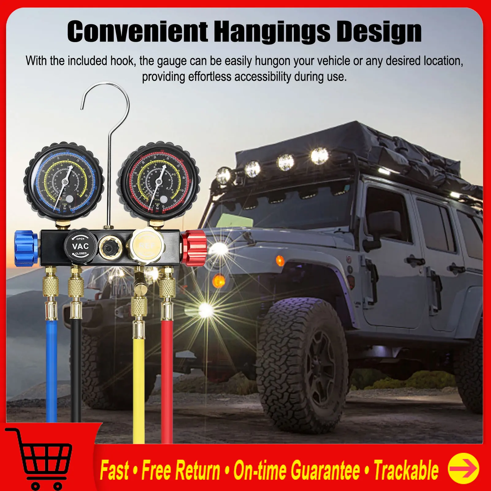 Manifold Gauge Set Air Conditioning Refrigerant Charging Tool 4-Way Dual-Value Pressure Gauge with 5ft Hose Brass
Manifold Gauge Set Air Conditioning Refrigerant Charging Tool 4-Way Dual-Value Pressure Gauge with 5ft Hose Brass