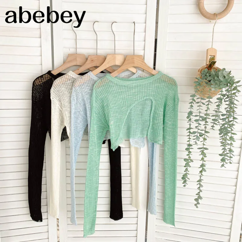 Women Design Knitted Sun-proof Tops Korean Fashion Long Sleeve Solid Slim Tops Summer Sexy Streetwear Short Blouses
Women Design Knitted Sun-proof Tops Korean Fashion Long Sleeve Solid Slim Tops Summer Sexy Streetwear Short Blouses
