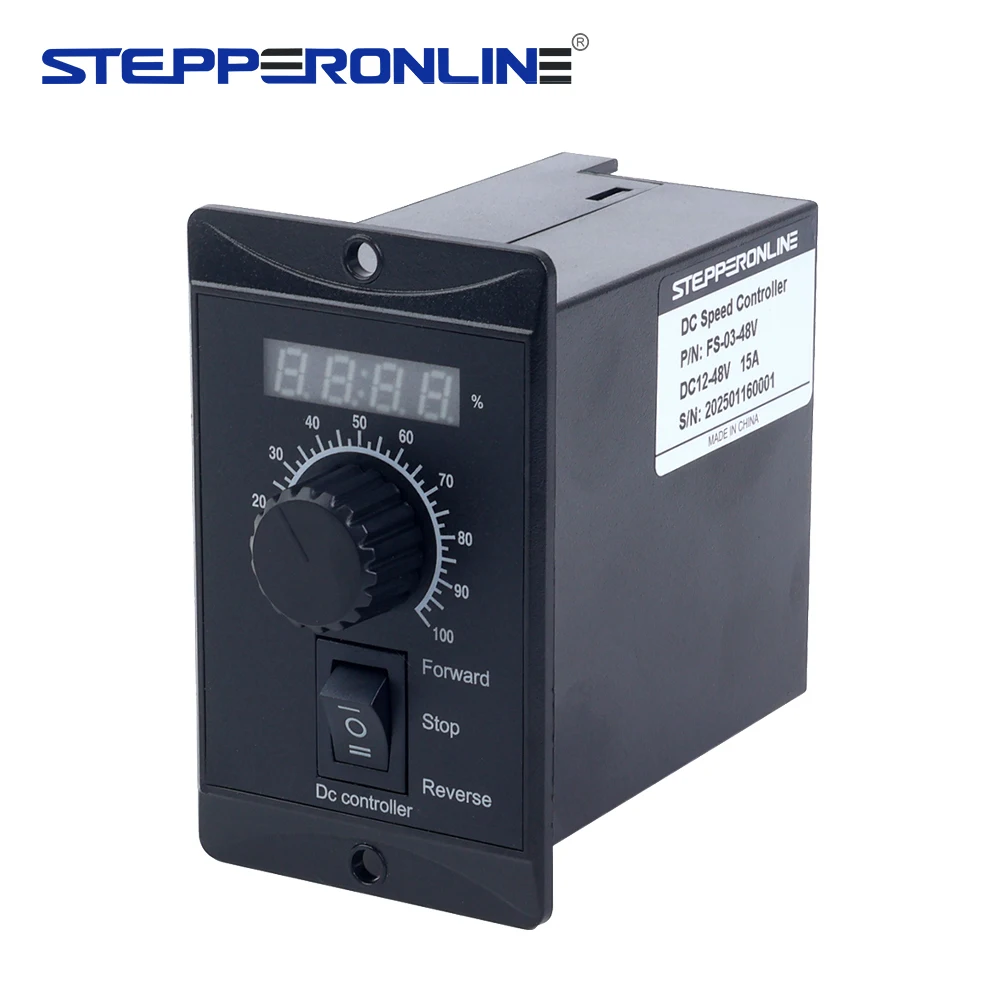 STEPPERONLINE 12-48VDC 15A 250W Motor Speed Controller Forward/Reverse Speed Regulator for Variable Speed Motor DC Brush Motor
STEPPERONLINE 12-48VDC 15A 250W Motor Speed Controller Forward/Reverse Speed Regulator for Variable Speed Motor DC Brush Motor