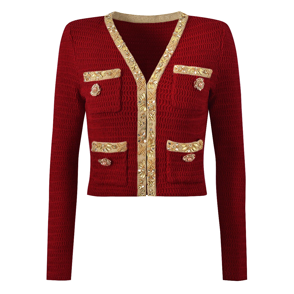 Spring And Autumn New Fashionable Socialite Style Elegant Women's Knitted Sequin Nail Bead V-Neck Long Sleeved Cardigan Top
Spring And Autumn New Fashionable Socialite Style Elegant Women's Knitted Sequin Nail Bead V-Neck Long Sleeved Cardigan Top