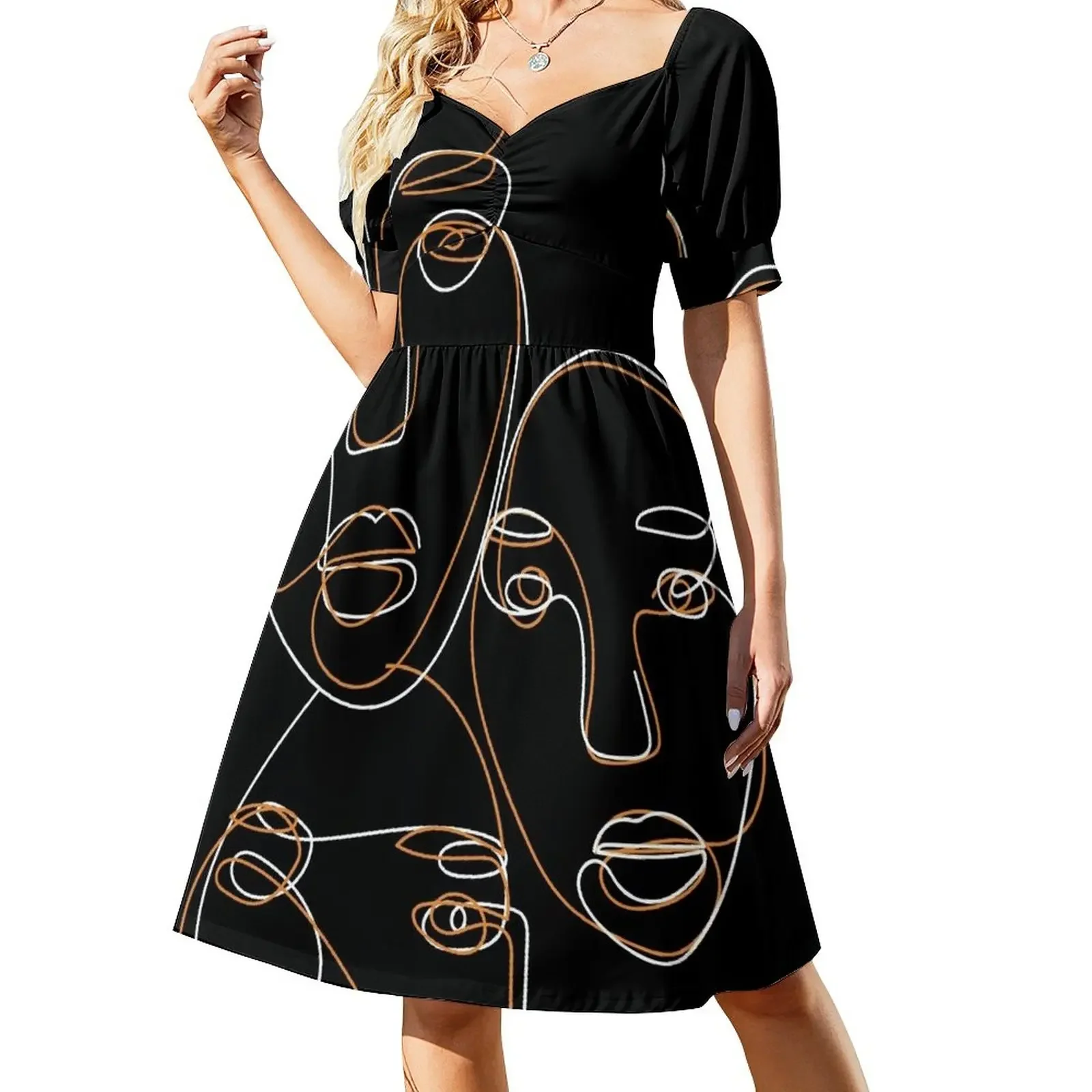 Three Faces Line Art Short-Sleeved Dress Women's summer long dress Women's summer suit long sleeve dresses
Three Faces Line Art Short-Sleeved Dress Women's summer long dress Women's summer suit long sleeve dresses