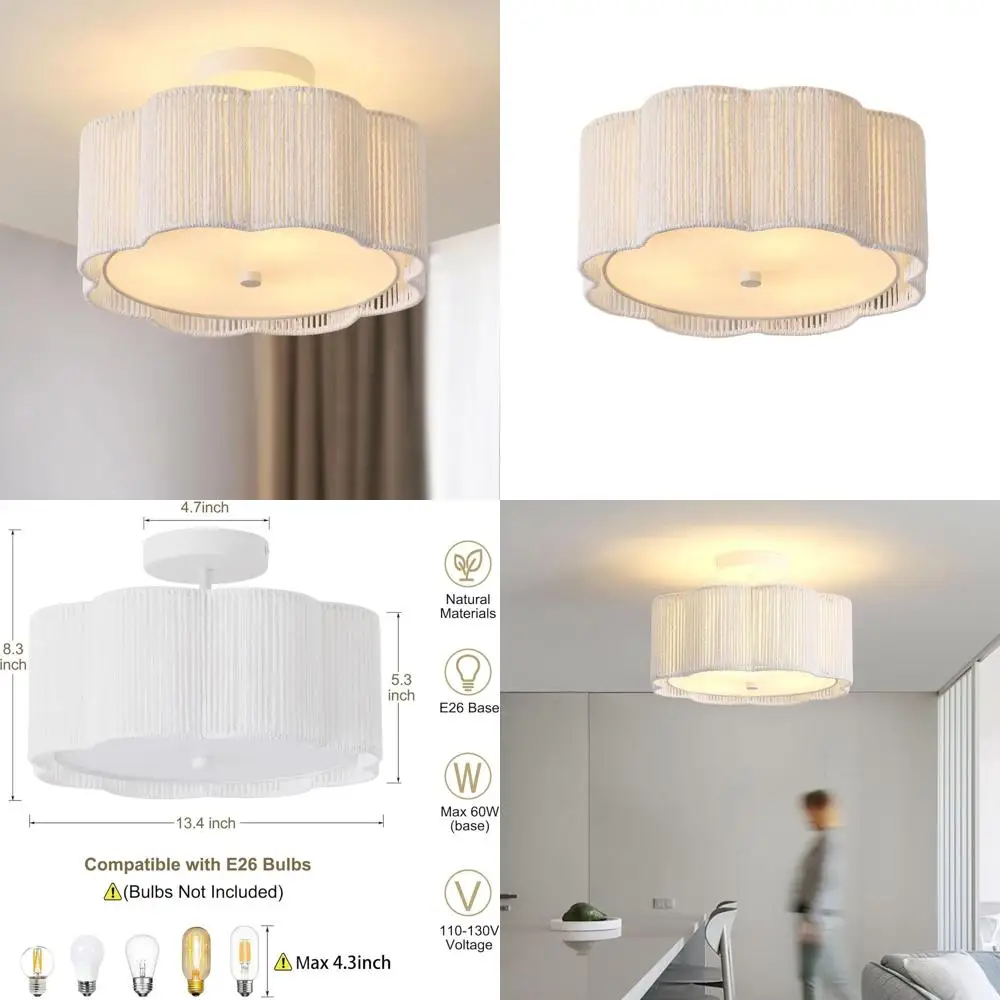 3-Light Boho Rattan Flush Mount Ceiling Light for Bedroom, Hallway, Kitchen, Dining Room - White
3-Light Boho Rattan Flush Mount Ceiling Light for Bedroom, Hallway, Kitchen, Dining Room - White