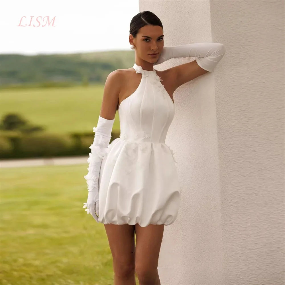 LISM Simple Short Sheath Wedding Dresses Pleat Flowers Sleeveless Halter Pleat Backless Party Gown Vestidos De Noiva Customized
LISM Simple Short Sheath Wedding Dresses Pleat Flowers Sleeveless Halter Pleat Backless Party Gown Vestidos De Noiva Customized