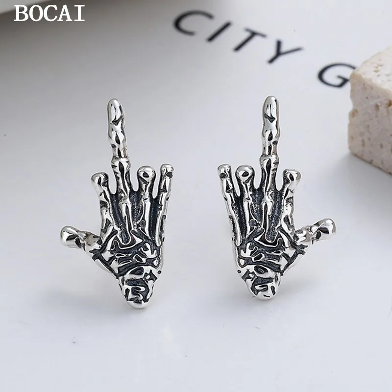 BOCAI S925 стерлингового серебра персонализированные серьги в стиле панк с черепом на пальцах мужские и женские подарки
BOCAI S925 стерлингового серебра персонализированные серьги в стиле панк с черепом на пальцах мужские и женские подарки