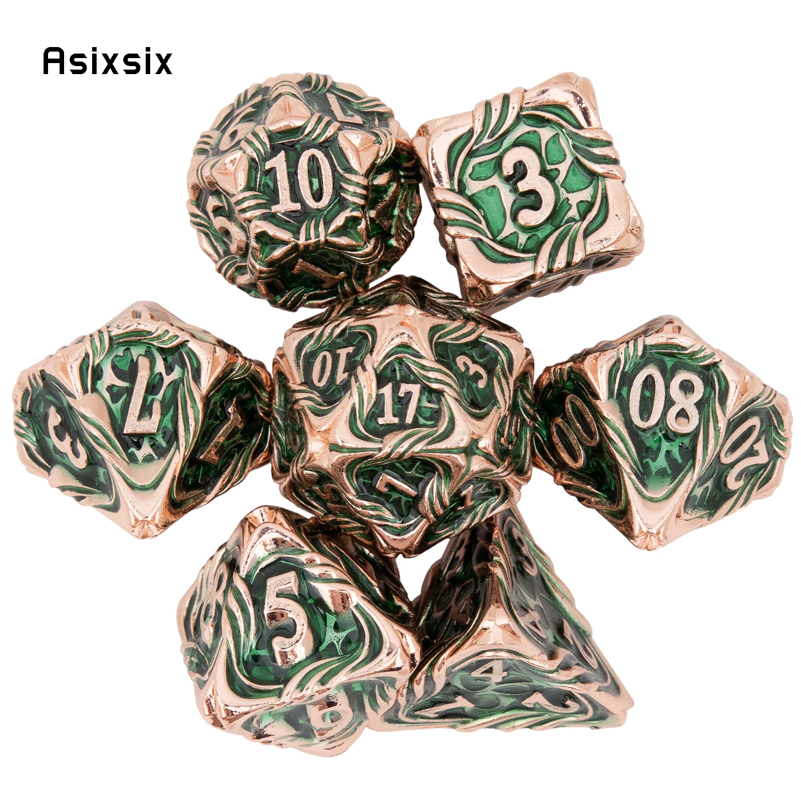 7 Pcs Yellow Green Tree Vine Metal Dice Solid Metal Polyhedral Dice Set Suitable for Role-Playing RPG Board Game Dice RPG
7 Pcs Yellow Green Tree Vine Metal Dice Solid Metal Polyhedral Dice Set Suitable for Role-Playing RPG Board Game Dice RPG