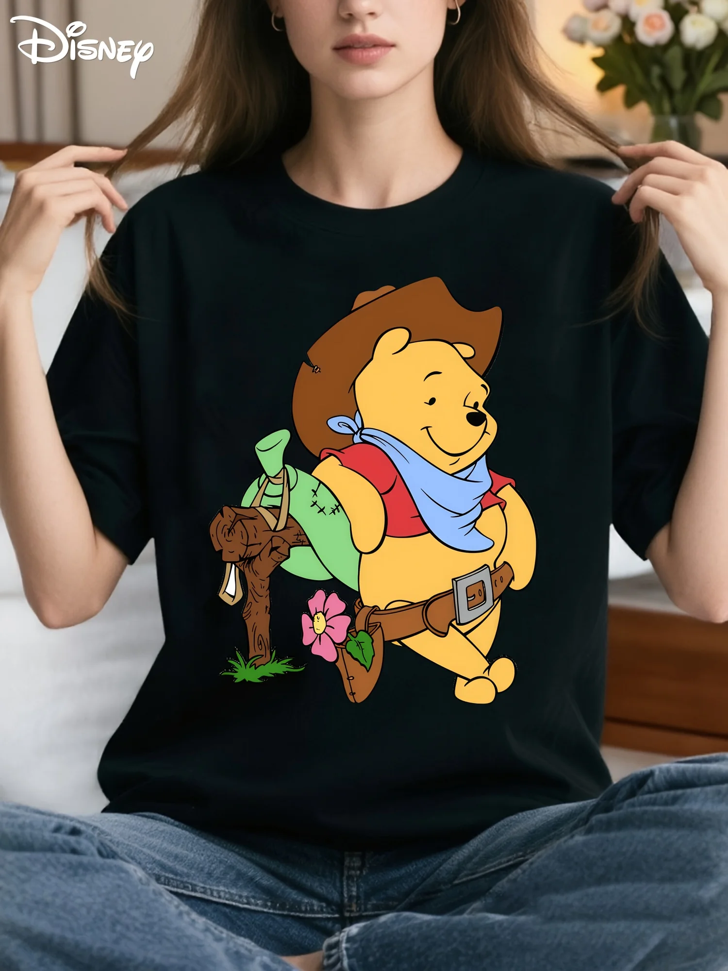 Disney Winnie The Pooh Cowboy Style T-shirt-Enlarged Short-sleeved Round Neck Casual Summer Shirt
Disney Winnie The Pooh Cowboy Style T-shirt-Enlarged Short-sleeved Round Neck Casual Summer Shirt