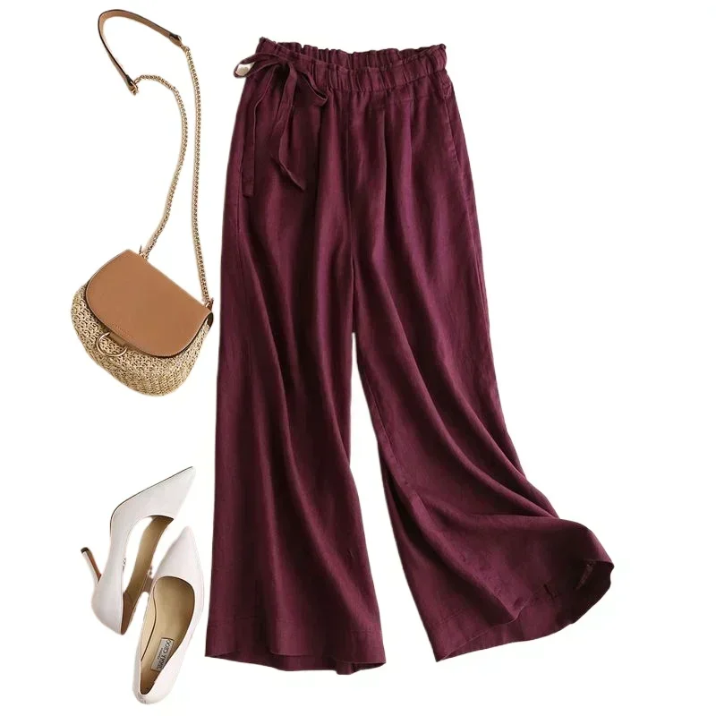 Cotton Linen Wide-leg Women's Trousers Summer New Solid Color Soft and Comfortable Elastic Waist Thin Loose Fashion Casual Pants
Cotton Linen Wide-leg Women's Trousers Summer New Solid Color Soft and Comfortable Elastic Waist Thin Loose Fashion Casual Pants