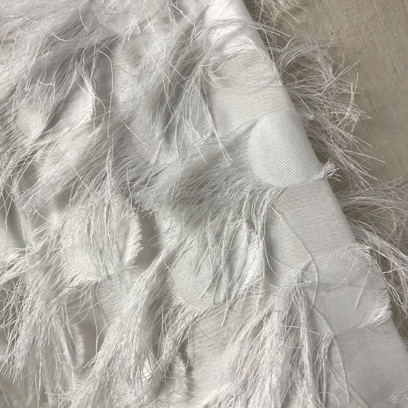 Feather Tassels Chiffon Fabric 3D Jacquard Mesh Cape Cloak Fashion Clothing DIY Sewing Feathers Fringe Fabric Designer Cloth
Feather Tassels Chiffon Fabric 3D Jacquard Mesh Cape Cloak Fashion Clothing DIY Sewing Feathers Fringe Fabric Designer Cloth