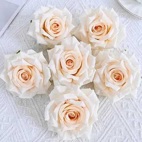 30PCS/9cm White Artificial Silk Flower Heads For Wedding Decoration White Rose DIY Wreath Scrapbooking Craft Fake Flowers Head