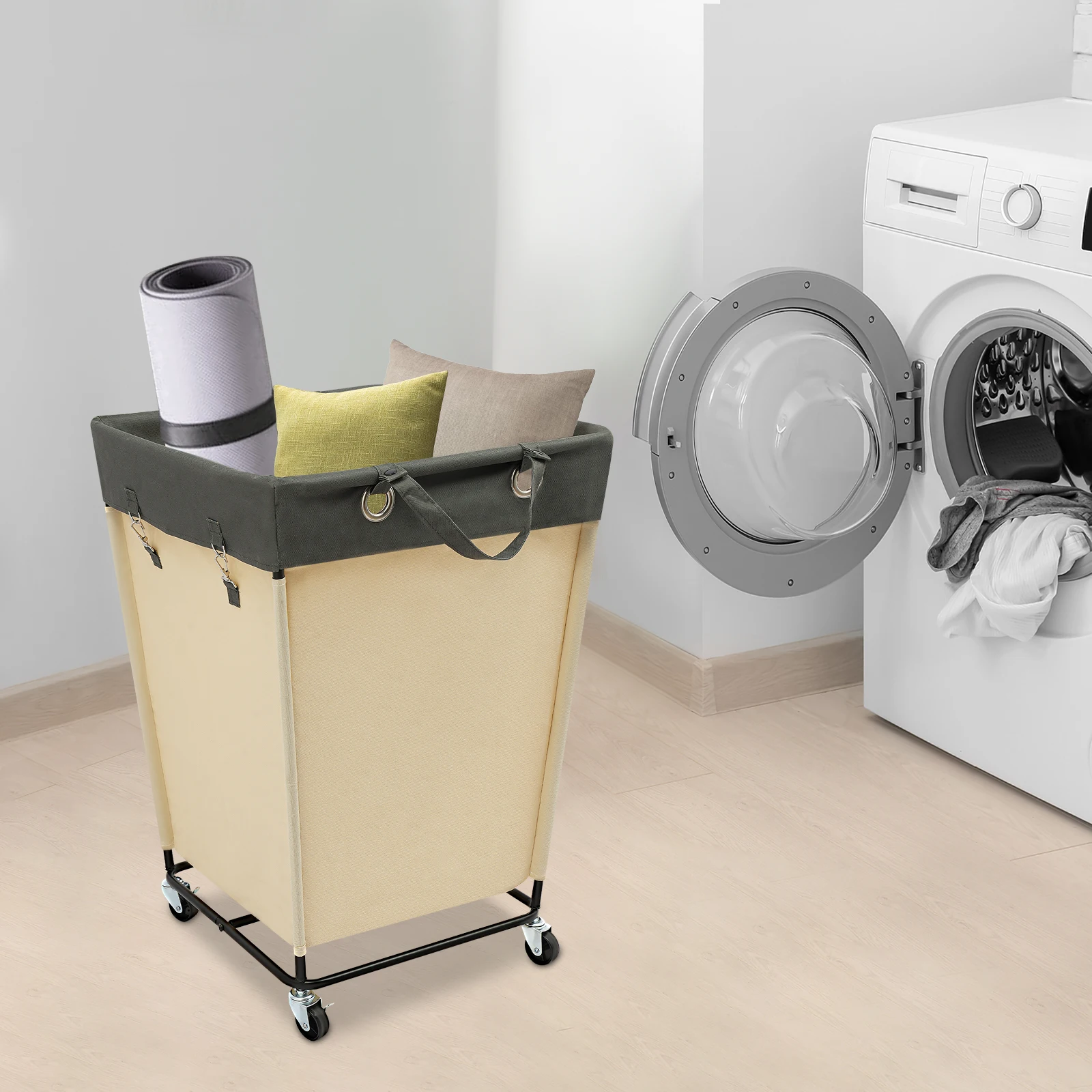 Корзина для хранения белья Bymaocar 210L, тележка для белья на колесиках, корзина для белья из ткани Оксфорд 600D с колесиками
Корзина для хранения белья Bymaocar 210L, тележка для белья на колесиках, корзина для белья из ткани Оксфорд 600D с колесиками