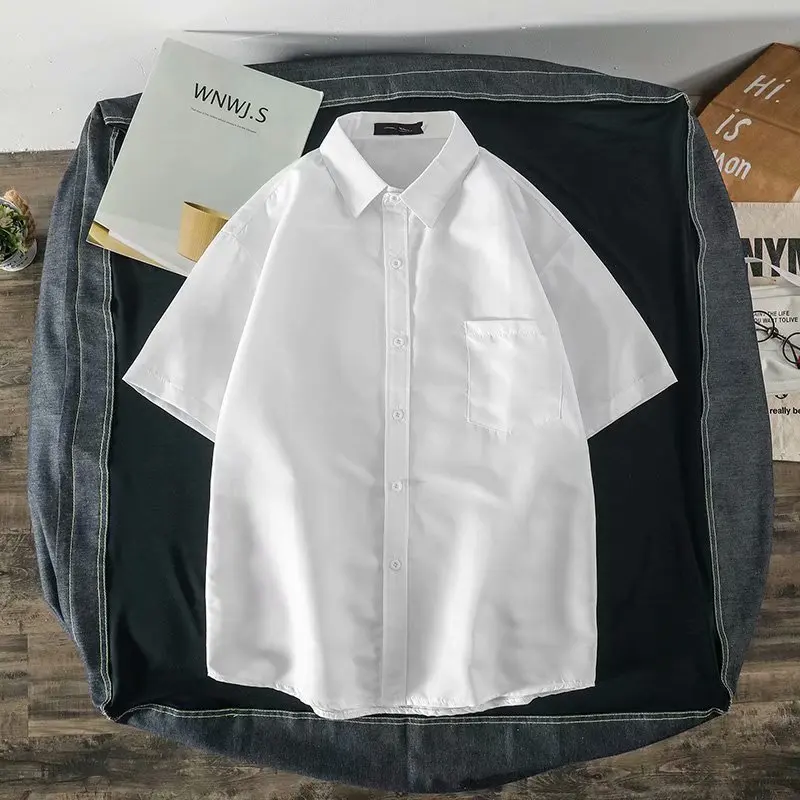 Summer 2020 Men's Loose Fit Short Sleeve Shirt Casual White mid Sleeve Pure Color Hong Kong Style Trendy Five-Quarter Length
Summer 2020 Men's Loose Fit Short Sleeve Shirt Casual White mid Sleeve Pure Color Hong Kong Style Trendy Five-Quarter Length