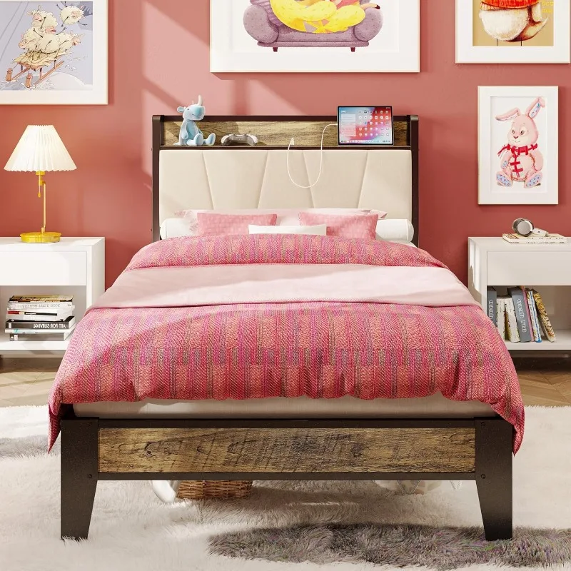 Twin XL Bed Frames, Storage Headboard with Charging Station, Solid and Stable, Noise Free, No Box Spring Needed, Easy Assembly
Twin XL Bed Frames, Storage Headboard with Charging Station, Solid and Stable, Noise Free, No Box Spring Needed, Easy Assembly