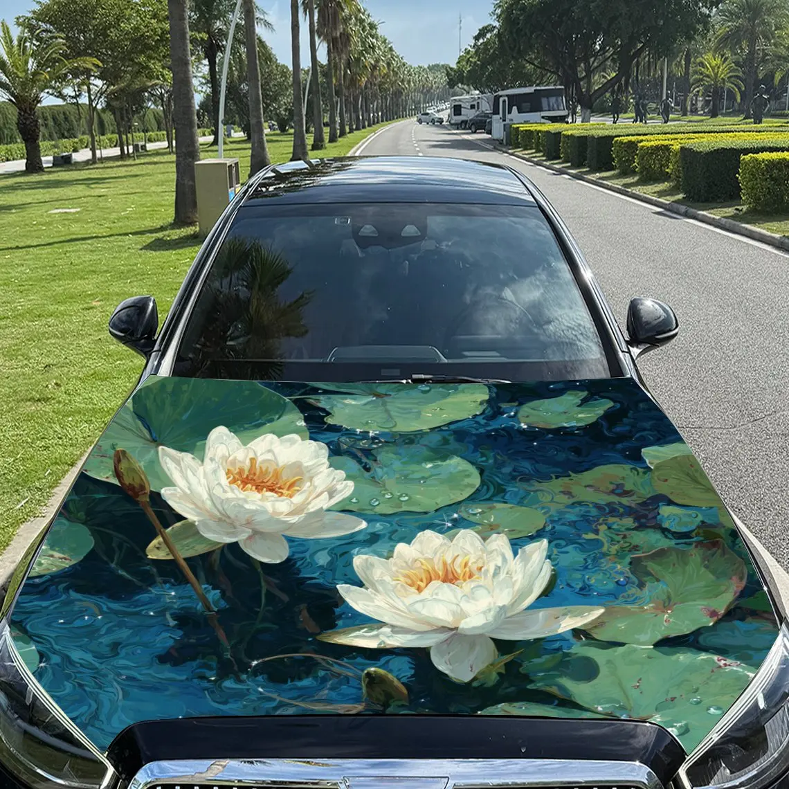 Elegant White Water Lilies in Blue - Green Waters Pattern car hood stickers, waterproof self-adhesive, scratch resistant, easy t
Elegant White Water Lilies in Blue - Green Waters Pattern car hood stickers, waterproof self-adhesive, scratch resistant, easy t