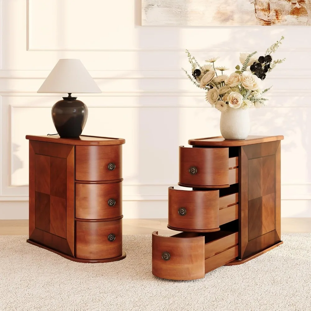3-Drawer End Table Set of 2, No Assembly Required Side Table for Living Room, Vintage Brown Wooden Chair Side Table
3-Drawer End Table Set of 2, No Assembly Required Side Table for Living Room, Vintage Brown Wooden Chair Side Table