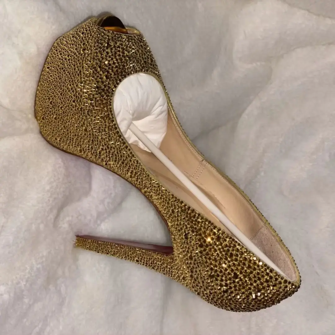Party Wedding Dress Tacones New Golden Rhinestones Red Sole Pumps Women Peep Toe Slip On Single Shoes Female Stiletto High Heels
Party Wedding Dress Tacones New Golden Rhinestones Red Sole Pumps Women Peep Toe Slip On Single Shoes Female Stiletto High Heels